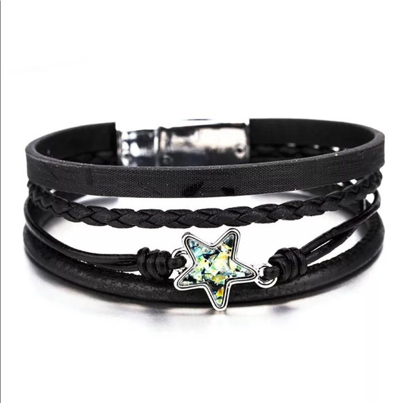 Jewelry - Star charm layered faux leather bracelet